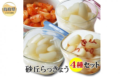 C25-034 (※お歳暮専用※)砂丘らっきょう漬け4種セット!【甘酢漬け・ピリ辛漬け・二十世紀梨酢漬け・キムチ漬け】鳥取県産 鳥取県 おすすめ 砂丘 らっきょう ラッキョウ漬け
