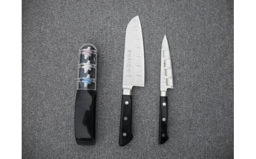 越後玉三郎作 包丁2点(万能包丁16cm･ペティナイフ12cm) & M151シャープナーセット