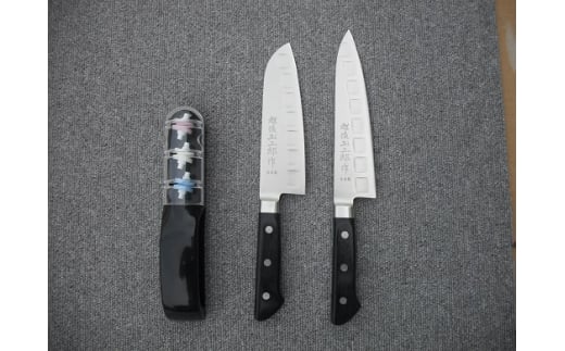 越後玉三郎作 包丁2点(万能包丁16cm･牛刀包丁18cm) & M151シャープナーセット