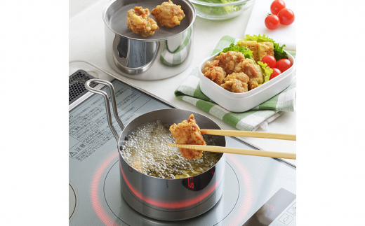 オイルポットとしても IH対応 コンパクト揚げ鍋セット(天ぷら鍋セット)[ キッチンツール 調理器具 キッチングッズ 揚げ鍋 オイルポット 燕三条製 ]