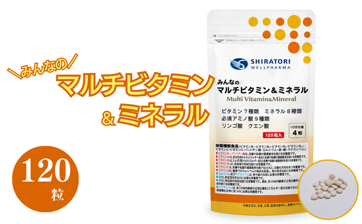 ≪飲み合わせが気になる人もそうでない人も家族みんなで健康生活≫みんなのマルチビタミン&ミネラル 120粒