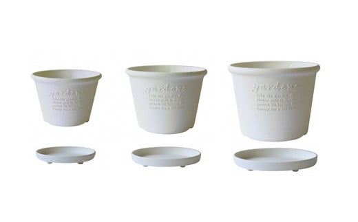 【B-32】浅型ポット＆プレート　3サイズ12点セット(ホワイト) 花 ガーデン DIY  ガーデニング 農業  植木鉢 プランター  プランター 20000円