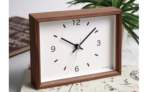 【A-41-W】KATOMOKU 少し小さな木枠時計（ウォールナット） インテリア  置き時計 掛け時計  置き時計 10000円 カトモク 加藤木工 木製雑貨 木工雑貨 日用品 ナチュラル 壁掛け 木目 オシャレ アナログ ダイニング リビング 寝室 オフィス 新築 お祝い