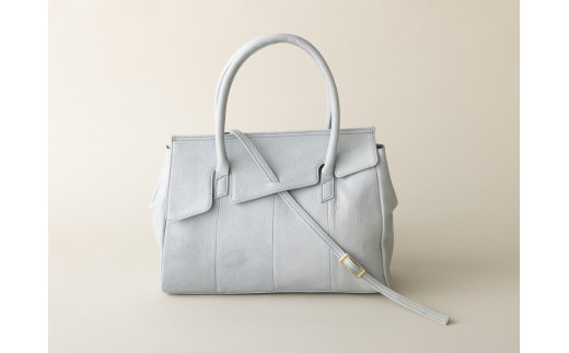 FORESENT OBI ブルーグレー｜革のカシミヤ 郡上市産 明宝鹿革バッグ／和モチーフ 2WAYレディースバッグ 鹿革 210000円