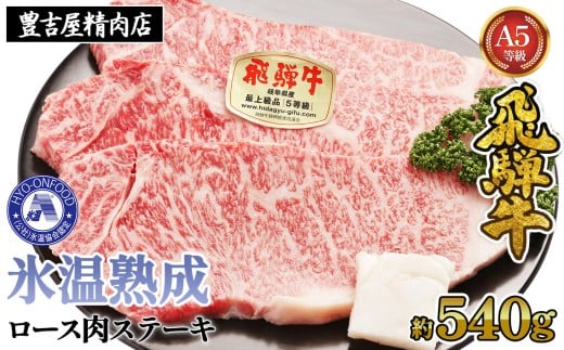 ロース肉ステーキ 3枚（約540g）　氷温(R)熟成　飛騨牛Ａ５等級 リキッドフリーズ [No.526] ／ 牛肉 ブランド牛 岐阜県 特産