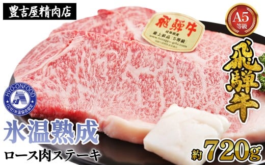 ロース肉ステーキ 4枚（約720g）　氷温(R)熟成　飛騨牛Ａ５等級 リキッドフリーズ [No.530] ／ 牛肉 ブランド牛 岐阜県 特産