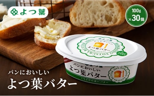 よつ葉 「パンにおいしいよつ葉バター」100g×30【 よつ葉 パンにおいしいバター おすすめ ランキング トースト 塗りやすい 有塩 高級 比較 北海道 十勝 幕別 】 [№5749-1796]