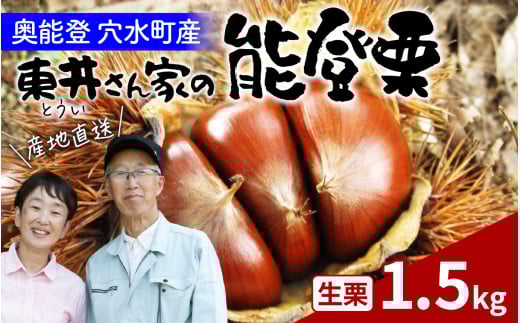 【先行予約】東井栗園の能登栗 1.5㎏ ～能登の大地で育った能登栗～【2025年9月下旬以降順次発送】/  能登半島 奥能登 くり 生栗 マロン 和栗 焼き栗 栗ごはん 焼き栗 国産 果物