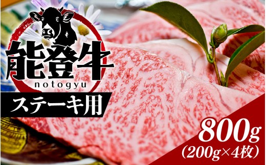 能登のブランド牛をご自宅で! 能登牛 ステーキ用  800g(200g × 4枚)| 冷凍便 肉 牛肉 奥能登 能登半島 国産 ステーキ肉 ブランド牛 和牛 黒毛和種 黒毛和牛 送料無料