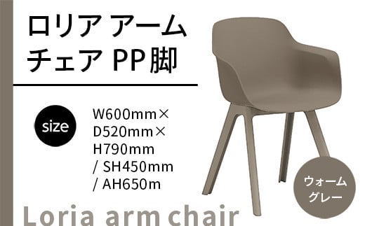 椅子 おしゃれ ロリア アームチェア ウォームグレー PP脚 P3003-1WJ [アダル 福岡県 宇美町 um40azo830047] いす イス オシャレ ベンチ 家具 インテリア グレー