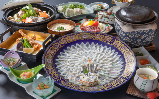 ～寿美礼～【 宿泊券 付】 見蘭 牛 ステーキ とらふぐ コース 2名 様 ふぐ 刺身 てっさ 牛肉 食事券 宿泊 下関 山口 旅館 人気