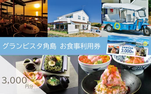 食事利用券 3,000円分 グランビスタ角島  ( 旅行 観光 レジャー 補助券 チケット クーポン 食事券 海鮮 イタリアン 和食 アウトドア 関門海峡 花火大会 角島 唐戸市場 ギフト プレゼント )  下関 山口