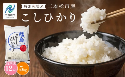 【定期便】こしひかり5kg×全12回 米 精米 コシヒカリ 5kg 60kg 令和6年産 令和7年産 定期便 特別栽培 お米 こめ おすすめ お中元 お歳暮 ギフト 二本松市 ふくしま 福島県 送料無料【株式会社あだたら米】