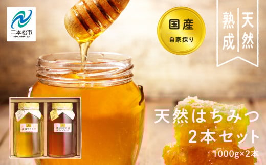 自家採り国産天然はちみつ 2本セット(1000g×2) 蜂蜜 はちみつ ハチミツ 国産 百花蜜 アカシヤ ハニー 天然 無添加 おすすめ お中元 お歳暮 ギフト 二本松市 ふくしま 福島県 送料無料【株式会社渡辺養蜂場】