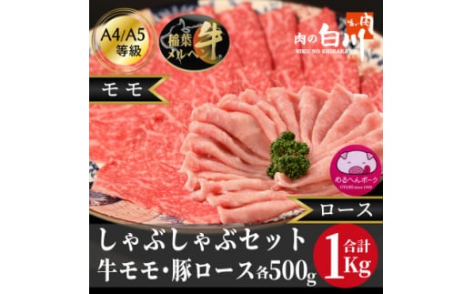 牛豚しゃぶしゃぶセット1kg(和牛モモ500g・豚ロース500g)【1291451】