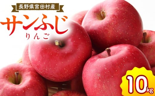 サンふじリンゴ（１０ｋｇ）（予約制）（りんご 林檎 フルーツ ビタミン 果物 くだもの 食品  上伊那 宮田村 長野 信州 甘い 新鮮 人気 ギフト 贈答 お祝い プレゼント 贈り物  特産品）