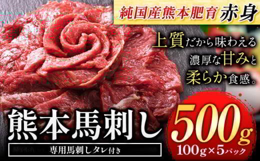 赤身馬刺し500g【純国産熊本肥育】生食用 冷凍《30日以内に出荷予定(土日祝除く)》送料無料 熊本県 球磨郡 山江村