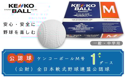 N02503(公財)全日本軟式野球連盟公認球 ケンコーボールM号(1ダース)
