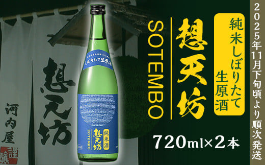 H4-50B想天坊 純米しぼりたて生原酒 720ml×2本【河忠酒造】(2025年11月下旬以降発送)