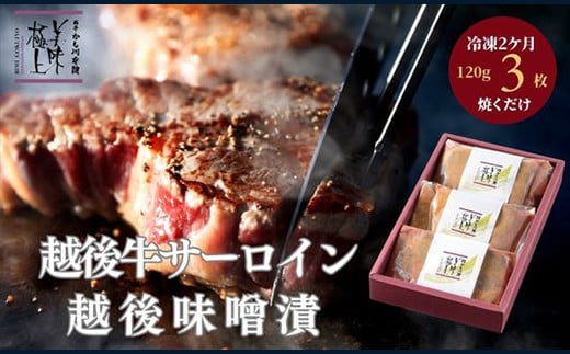 66-13A美味極上 越後牛サーロインステーキの越後味噌漬3枚入り