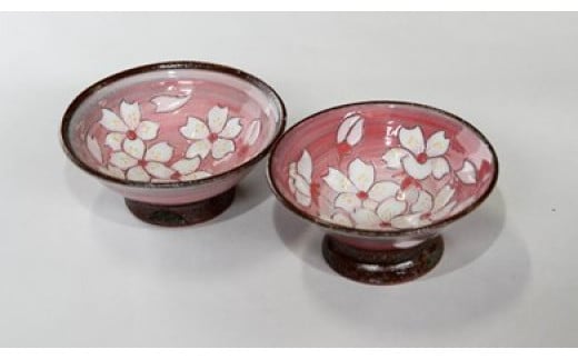 【受注生産】桜模様盃ペア(ピンク)