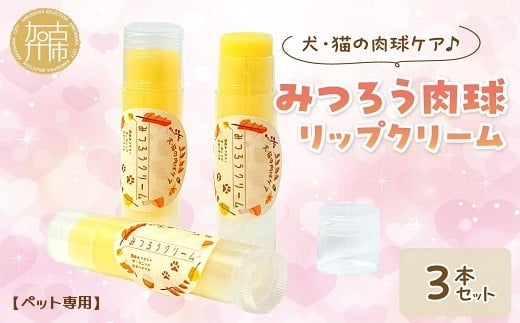 【ペット専用】みつろう肉球リップクリーム3本セット《 ペットグッズ 犬 ケア 国産みつろう100% スティッククタイプ オーガニック ホホバオイル 》【2400N13311】