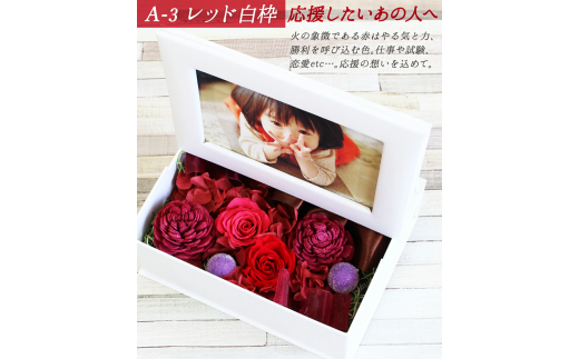 【レッド/白枠】 プリザーブドフラワー フォトBOX 「KAREN(カレン)」