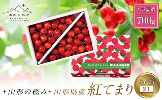 [山形の極み]山形県産 さくらんぼ 紅てまり 700g 特秀 2L バラ詰め 2025年6月下旬から順次発送