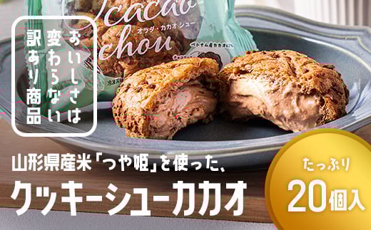 訳あり クッキーシュークリーム カカオ味 20個 ご家庭用 お菓子 洋菓子 小分け スイーツ F2Y-6186