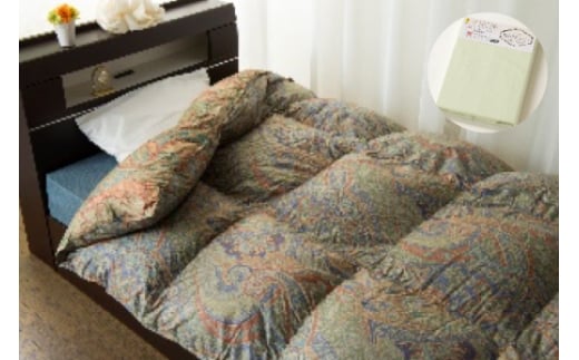 羽毛掛布団 （抗ウイルス掛カバー グリーン 付き） F2Y-1111