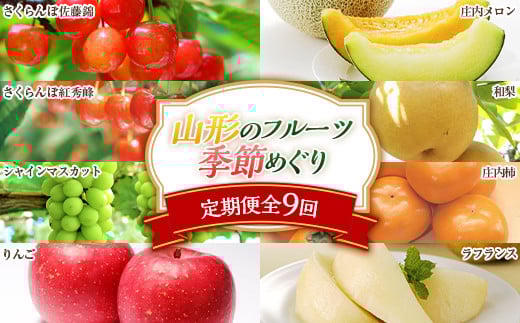 《先行予約 2026年度発送》YN9 山形のフルーツ季節めぐり定期便（9回配送） FSY-2439