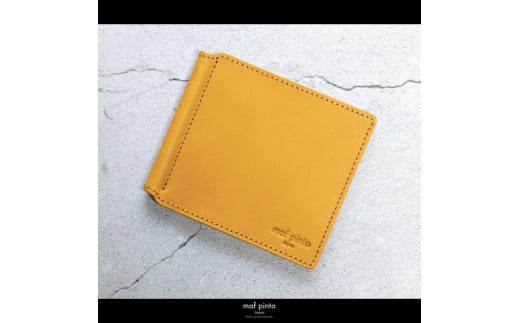 maf pinto (マフ ピント) マネークリップ 二つ折り財布 イエロー 薄い カード収納 レザー 本革 日本製