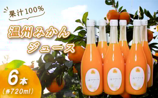 【2026年2月上旬から順次発送】温州みかんジュース 720ml×6本 果汁100% 無添加 ストレートジュース