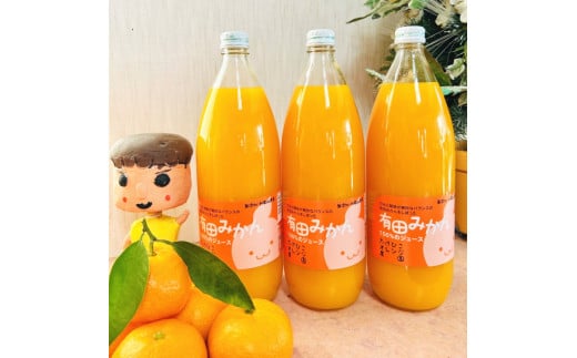【数量限定】【大人気】有田みかん100％のジュース1,000ml×3本セット　※着日指定不可【tkh004】