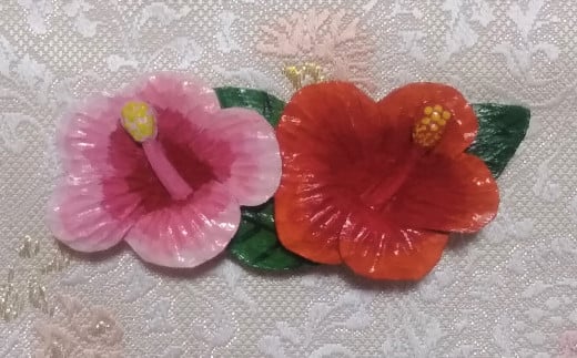 8月の帯留め(ハイビスカス)(兼ブローチ)【hms011】