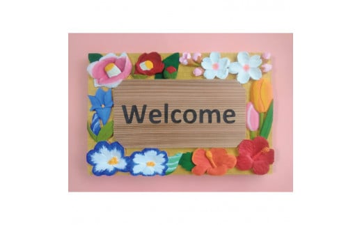 【受注制作】Welcome board(四季の花)/メッセージボード【hms022】