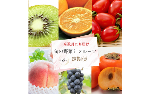 【全6回定期便】奇数月にお届け♪旬の野菜とフルーツ定期便!キウイ・清見オレンジ・アイコトマト・桃・ピオーネ・富有柿【tkb357】