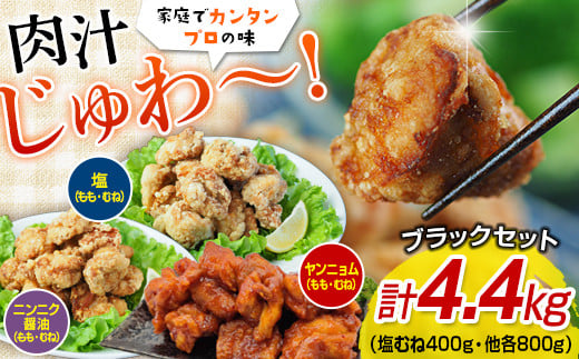 FKP9-351 唐揚げブラックセット(塩・ニンニク醤油・ヤンニョム)4.4キロ