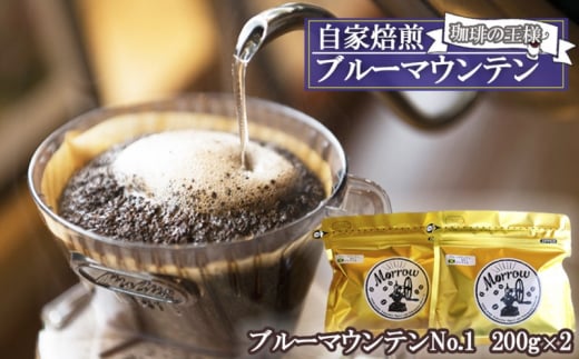 珈琲 自家焙煎 Morrow珈琲 “コーヒーの王様” ブルーマウンテン ストレート 200g×2:粉