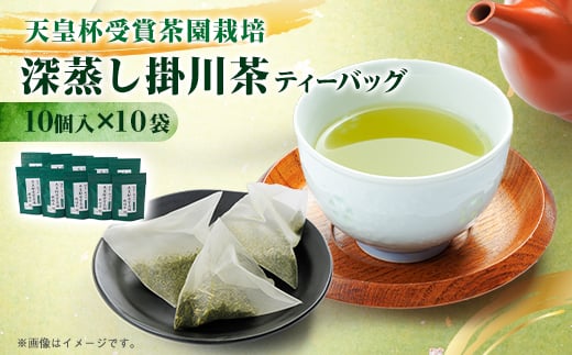 ＜深蒸し掛川茶＞天皇杯受賞茶園栽培茶ティーバッグ(5gX10個入)10袋_お茶 ティーバッグ 深蒸し 静岡茶 掛川茶 静岡県 掛川市 送料無料【1091590】