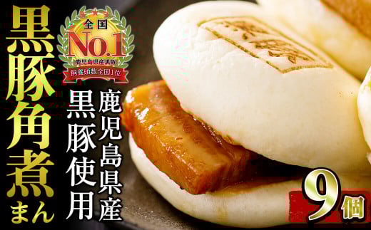 [志布志市制20周年記念][入金確認後、2週間以内に発送!]レンジでお手軽!黒豚角煮まんじゅう 9個 a0-385-2w