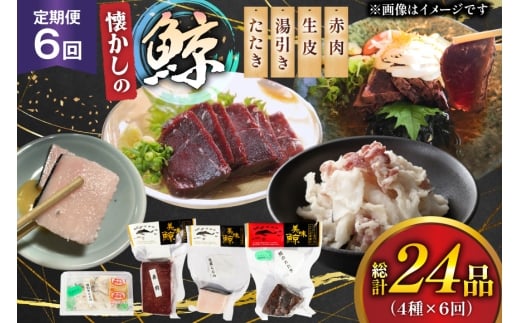鯨肉 6回定期便 懐かしの 鯨 4種 食べ比べセット  [平戸口吉善商店 長崎県 平戸市 hr42bgy390048] 刺身 刺し身 お刺身 タタキ クジラ くじら クジラ肉 鯨刺身 赤身 湯引き 生皮 定期 珍味