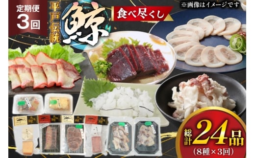 鯨肉 3回定期 鯨食べつくし 8種 食べ比べセット [平戸口吉善商店 長崎県 平戸市 hr42bgy390050] 刺身 刺し身 お刺身 クジラ くじら クジラ肉 鯨刺身 赤身 湯引き 生皮 定期 珍味