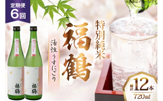 酒 日本酒 福鶴 特別純米 活性うすにごり 720ml 計2本 6回 定期便 [福田酒造 長崎県 平戸市 hr42bgy410119] お酒 微炭酸 山田錦 にごり酒