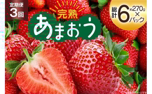 [期間限定発送] いちご 3回 定期便 福岡県産 完熟 博多 あまおう 270g 2p 総計6p [mhshops 福岡県 筑紫野市 21761226] イチゴ 苺 フルーツ 果物 くだもの 2パック