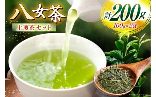 お茶 八女茶 上 煎茶 セット 100g 2袋 [株式会社木村食品 福岡県 筑紫野市 21761042] 茶葉 やめちゃ お茶の葉