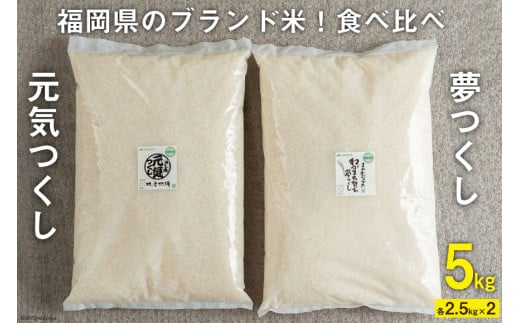 福岡県のブランド米 ! 「夢つくし2.5kg」 & 「元気つくし2.5kg」食べ比べ [南国フルーツ 福岡県 筑紫野市 21760883]