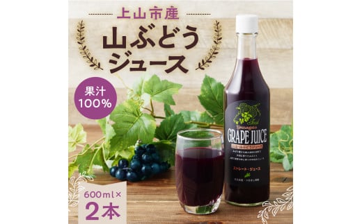 美味しい上山・山ぶどうジュース（原液）６００ｍｌ×２本　0140-2508