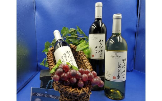 【定期便:全3回】サントネージュかみのやま産葡萄ワインとワインバスケット 0141-2422
