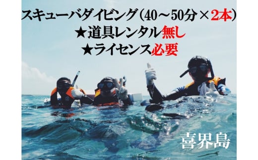 喜界島で スキューバダイビング(40~50分×2本)★道具レンタル無し★ライセンス必要★